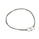 Collier Cuir Gris menottes REN042